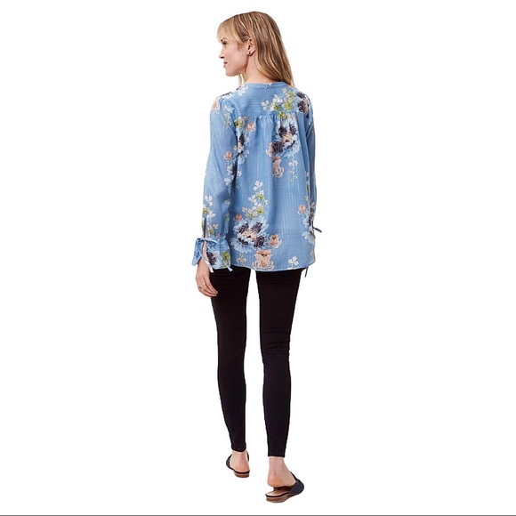LOFT | Shimmer Blossom Tie Cuff Blouse - Picture 2 of 11